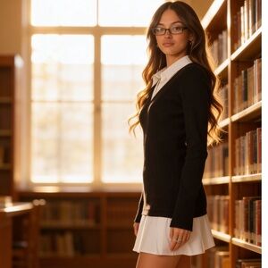 English Factory Black and White V-Neck Dress